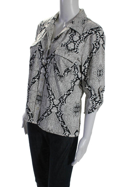 J. Mclaughlin Women's Short Sleeves Button Down Bandana Print Shirt Size M