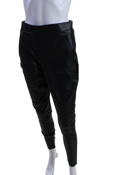 Splendid Womens Black Vegan Leather Pull On High Rise Skinny Leg Pants Size M