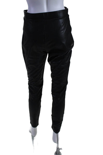 Splendid Womens Black Vegan Leather Pull On High Rise Skinny Leg Pants Size M