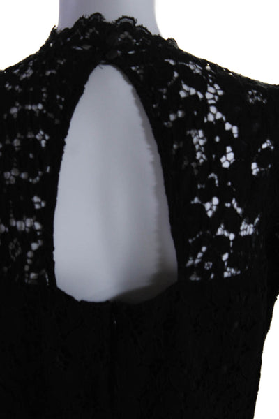 BB Dakota Womens Cotton Floral Lace Black Open Back Cap Sleeve Romper Size 6