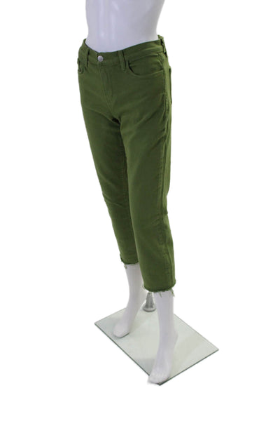 L'Agence Womens Cotton Denim High Rise Cropped Sada Jeans Cactus Green Size 26