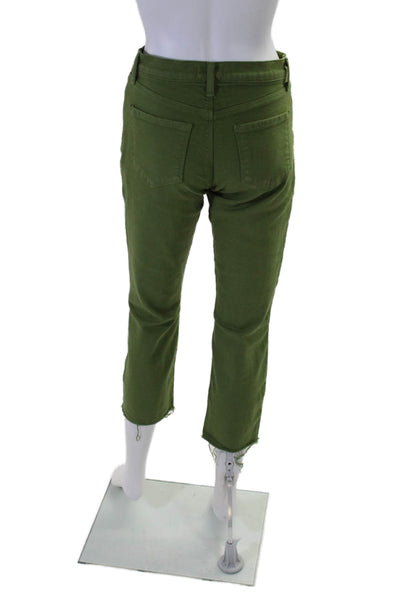 L'Agence Womens Cotton Denim High Rise Cropped Sada Jeans Cactus Green Size 26