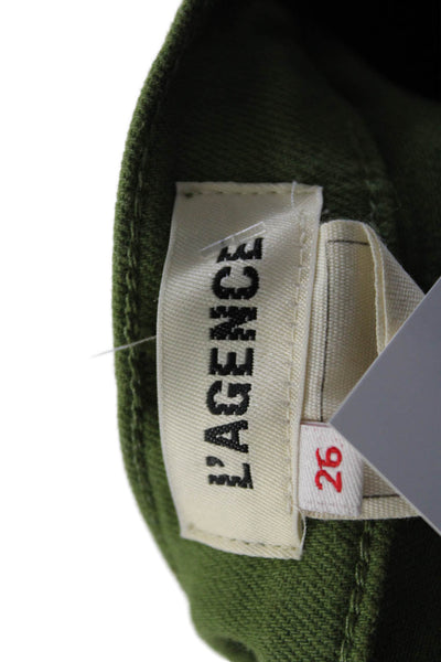 L'Agence Womens Cotton Denim High Rise Cropped Sada Jeans Cactus Green Size 26