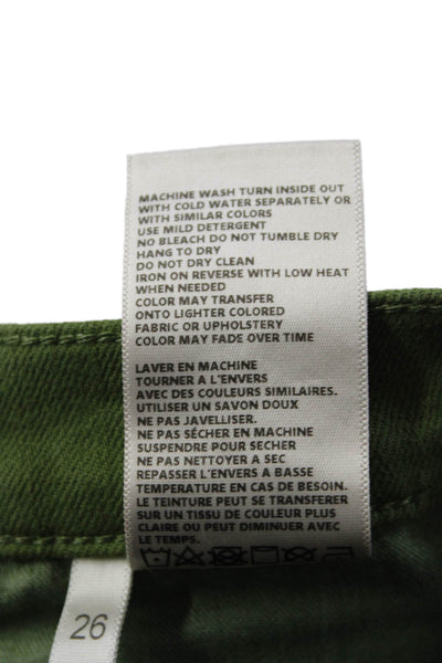 L'Agence Womens Cotton Denim High Rise Cropped Sada Jeans Cactus Green Size 26