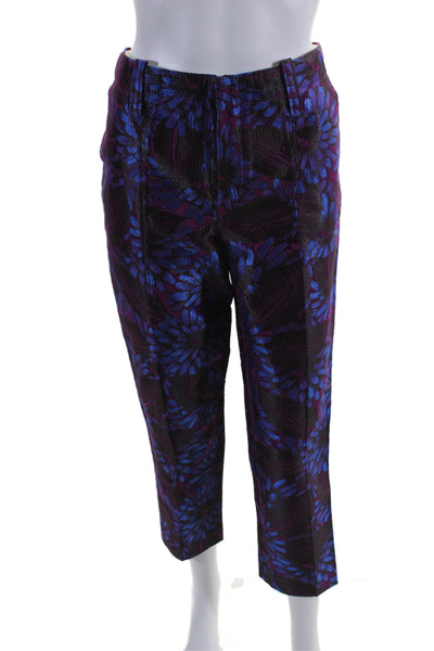 J Crew Women's Hook Closure Flat Front Straight Leg Dress Pants Floral Size 6
