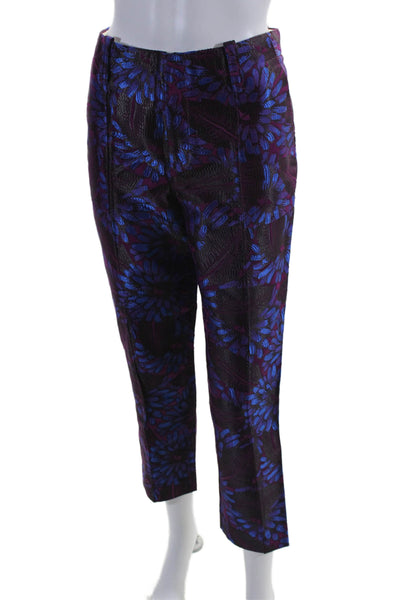 J Crew Women's Hook Closure Flat Front Straight Leg Dress Pants Floral Size 6