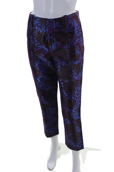 J Crew Women's Hook Closure Flat Front Straight Leg Dress Pants Floral Size 6