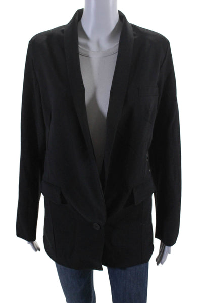 Nicole Miller Womens Black One Button Pockets Long Sleeve Blazer Jacket Size 12