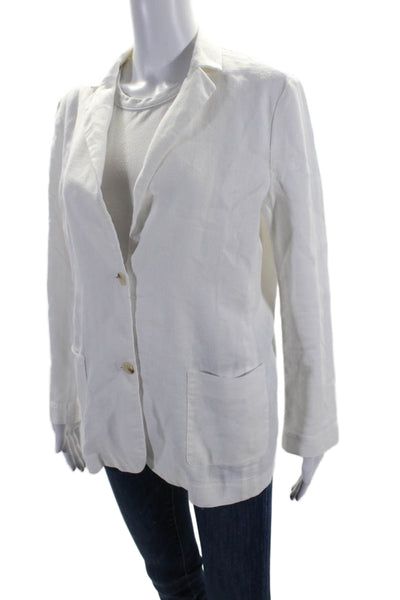 J. Mclaughlin Womens Linen Unlined Button Down Light Jacket White Size M