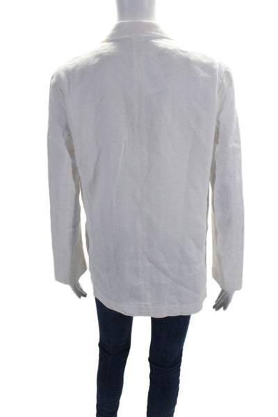 J. Mclaughlin Womens Linen Unlined Button Down Light Jacket White Size M