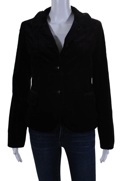 J Crew Women's Collared Long Sleeves Line Button Up Velvet Jacket Purple Size 6