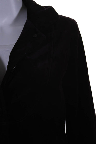 J Crew Women's Collared Long Sleeves Line Button Up Velvet Jacket Purple Size 6