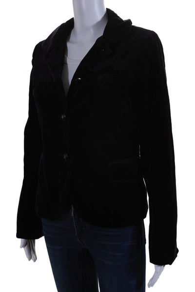 J Crew Women's Collared Long Sleeves Line Button Up Velvet Jacket Purple Size 6