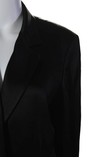 Emanuel Liberte Womens Satin Single Breasted Blazer Jacket Black Size 12