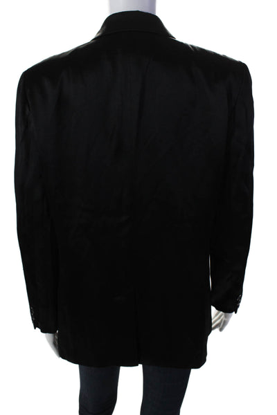 Emanuel Liberte Womens Satin Single Breasted Blazer Jacket Black Size 12