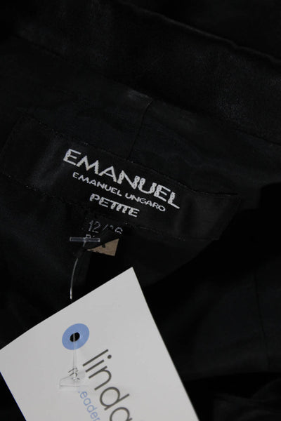 Emanuel Liberte Womens Satin Single Breasted Blazer Jacket Black Size 12
