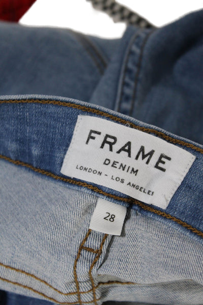 Frame Denim Womens High Rise Distressed Skinny Cropped Jeans Blue Size 28