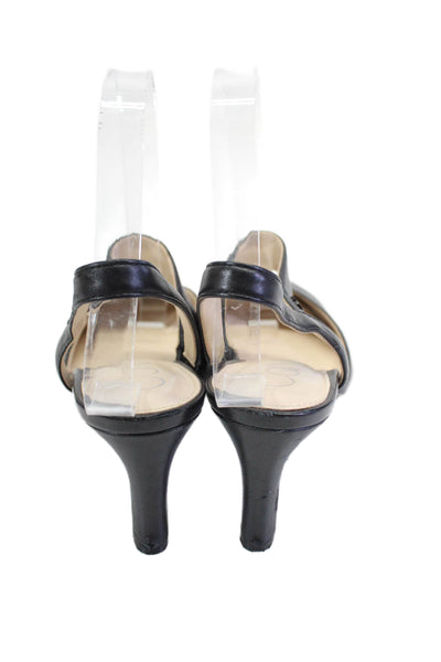 Calvin Klein Womens Slim Heel CK Logo Slingback Pumps Black Leather Size 6.5