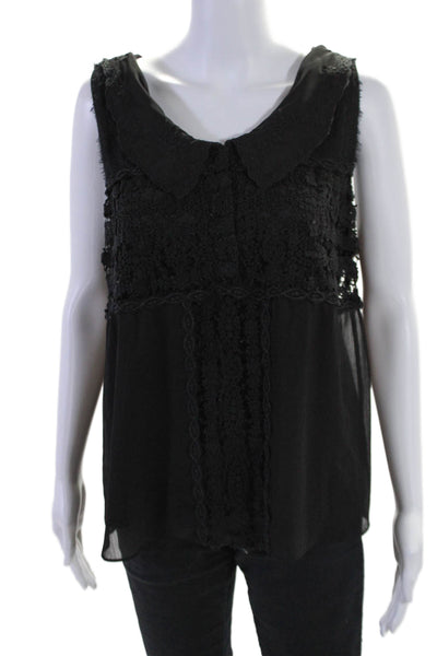 Alice + Olivia Womens Back Zip Sleeveless Blouse Black Size Medium