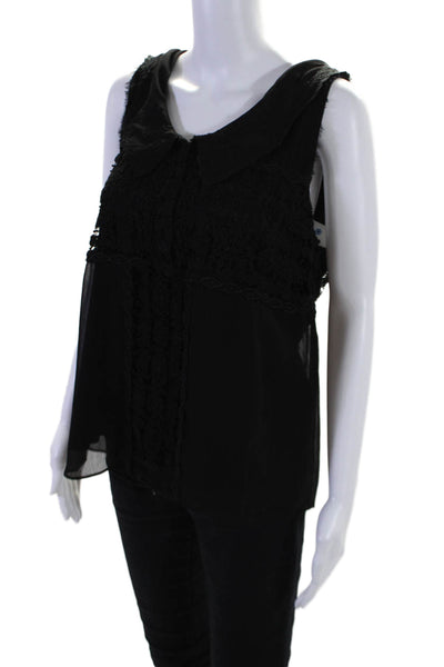 Alice + Olivia Womens Back Zip Sleeveless Blouse Black Size Medium