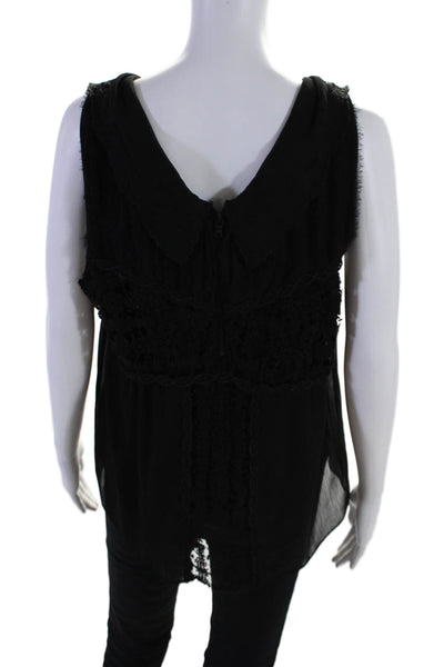 Alice + Olivia Womens Back Zip Sleeveless Blouse Black Size Medium