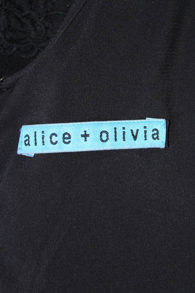Alice + Olivia Womens Back Zip Sleeveless Blouse Black Size Medium