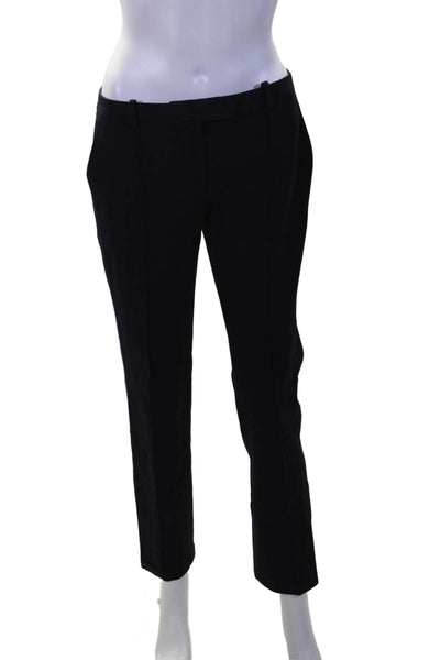 Tory Burch Womens Low Rise Top Stitch Straight Leg Dress Pants Navy Blue Size 2