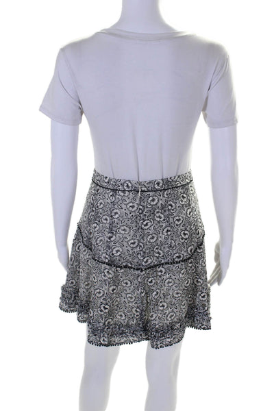 10 Crosby Derek Lam Womens Silk Floral Print A Line Skirt Black White Size 2