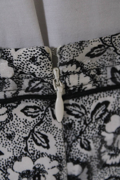 10 Crosby Derek Lam Womens Silk Floral Print A Line Skirt Black White Size 2