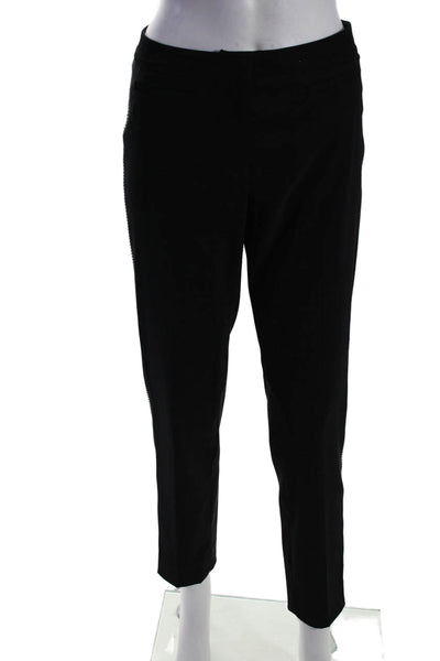 ABS by Allen Schwartz Women's Flat Front Studs Straight Leg Pants Black Size 4