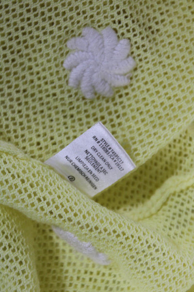 Minnie Rose Women's Round Neck Long Sleeves Mesh Pullover Sweater Yellow Size XS