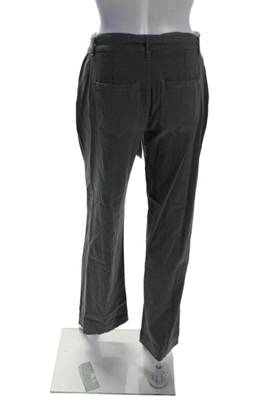 Ecru Womens Waist Tie Flat Zip Front Tapered Leg Casual Pants Green Size 0