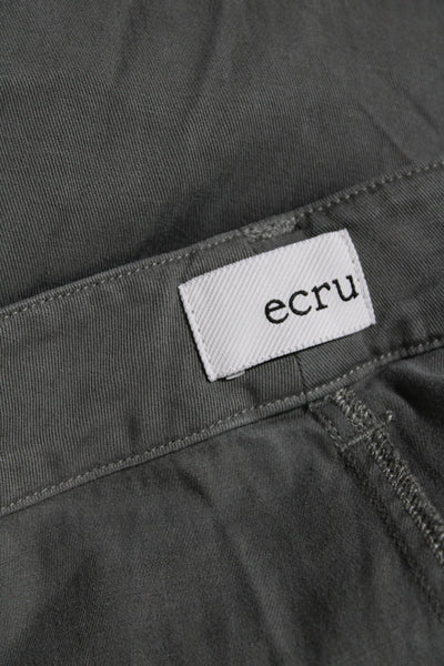Ecru Womens Waist Tie Flat Zip Front Tapered Leg Casual Pants Green Size 0
