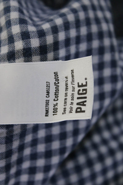 Paige Womens Button Front Long Sleeve Collared Plaid Shirt Blue Cotton Size XS