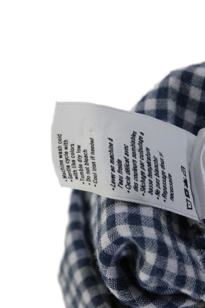 Paige Womens Button Front Long Sleeve Collared Plaid Shirt Blue Cotton Size XS