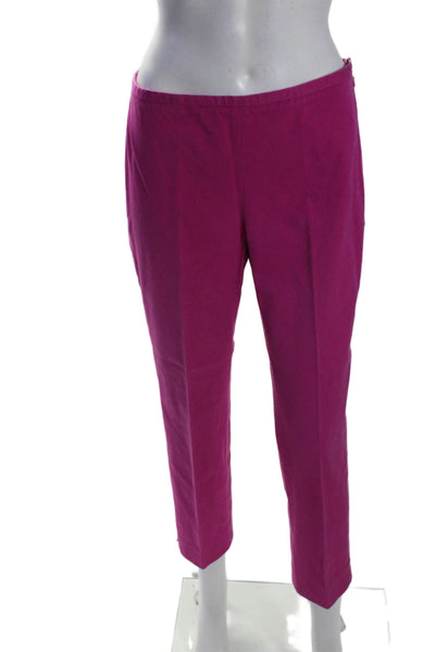 J. Mclaughlin Womens Side Zip High Rise Pleated Pants Pink Cotton Size 4