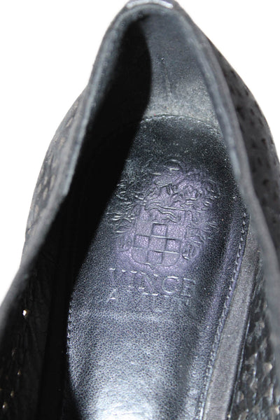 Vince Camuto Womens Lace Up Laser Cut Oxfords Black Suede Size 10M