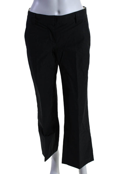 Theory Womens Zipper Fly Mid Rise Pinstriped Pleated Pants Gray Cotton Size 0