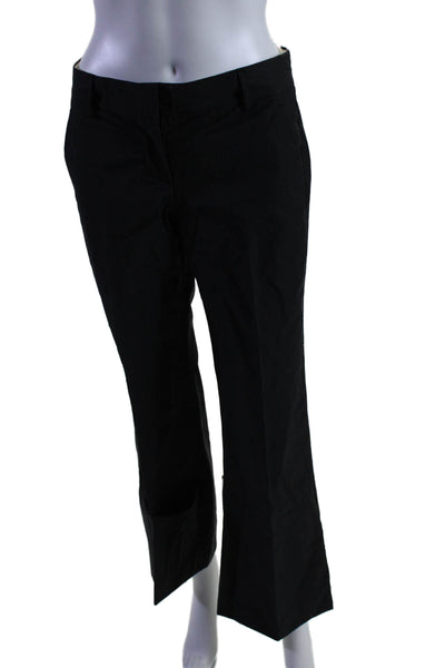 Theory Womens Zipper Fly Mid Rise Pinstriped Pleated Pants Gray Cotton Size 0