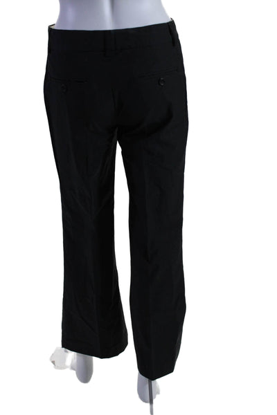 Theory Womens Zipper Fly Mid Rise Pinstriped Pleated Pants Gray Cotton Size 0
