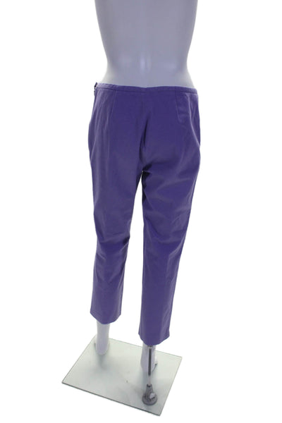 J. Mclaughlin Womens Side Zip Mid Rise Straight Leg Pants Purple Cotton Size 4