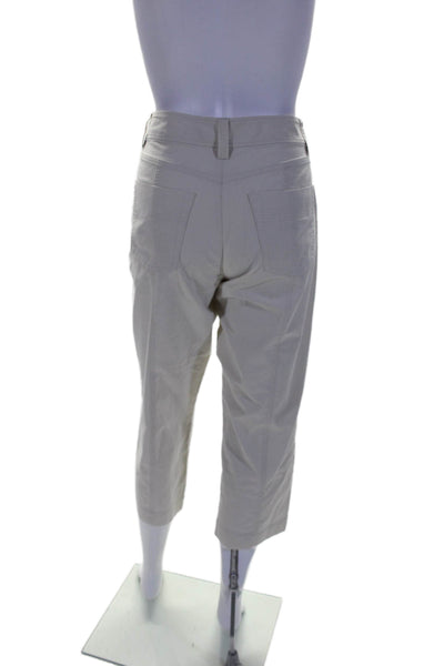 Bogner Womens Zipper Fly Mid Rise Straight Cropped Pants White Cotton Size 6