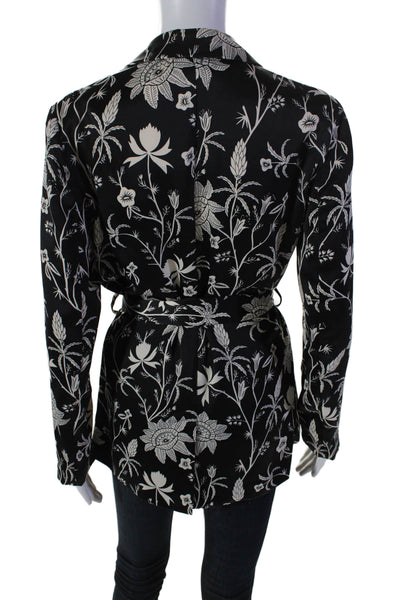 Scotch & Soda Womens Floral Single Breasted Light Belted Blazer Black Size XS
