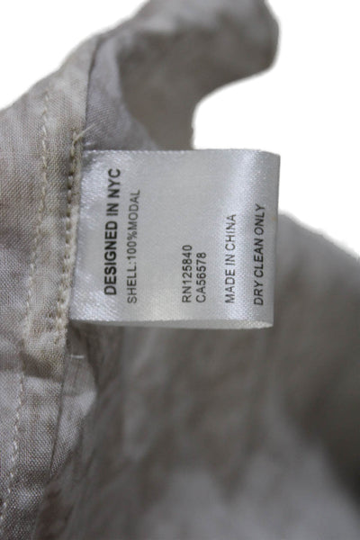 Intermix Women's High Neck Long Sleeves Half Button Blouse Beige Size 8