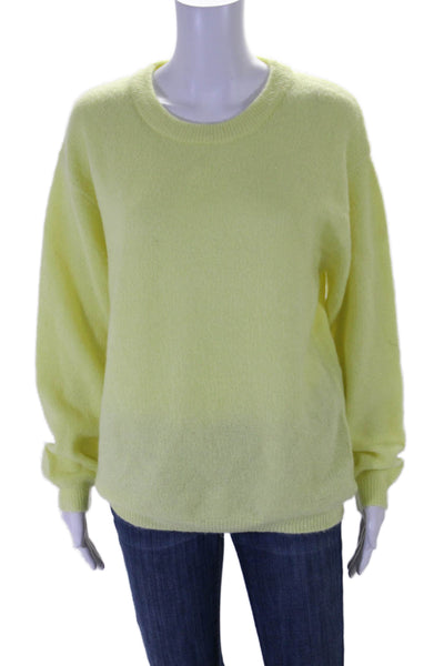 Chaser Women's Round Neck Long Sleeves Pullover Sweater Neon Green Size M