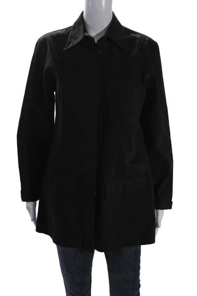 STNT Womens Cotton Long Sleeve Button Down Collared Jacket Black Size M
