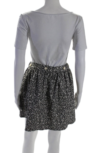 Maison Kitsune Womens Black Printed Pockets Button Detail Mini Skirt Size 36