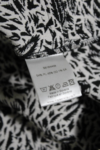 Maison Kitsune Womens Black Printed Pockets Button Detail Mini Skirt Size 36