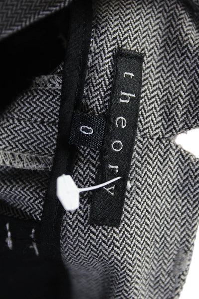 Theory Womens Herringbone Print Pencil Skirt Black White Wool Blend Size 0