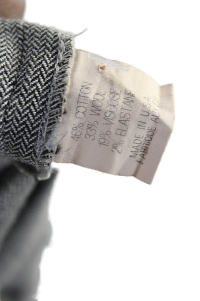 Theory Womens Herringbone Print Pencil Skirt Black White Wool Blend Size 0